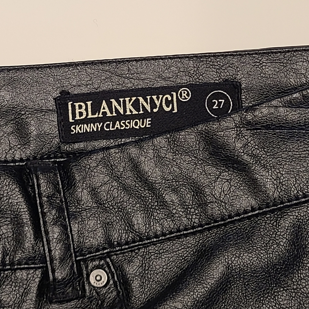 Blank NYC Black Faux Leather Vegan Leather Skinny Classique Pants 27 NWOT - Picture 10 of 12